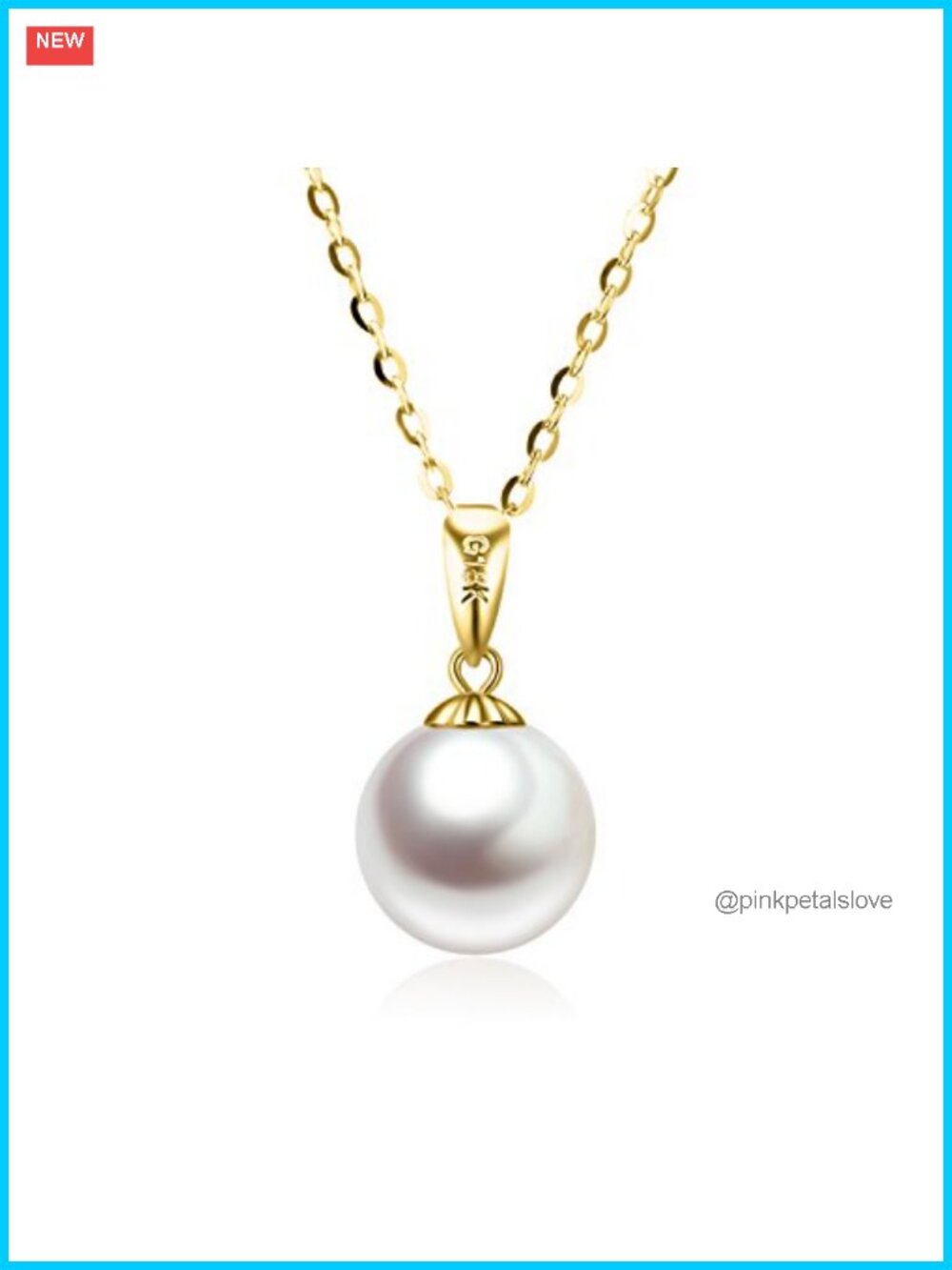 14k Gold Pendant Necklace with Freshwater Pearl chain 18k gold 18"